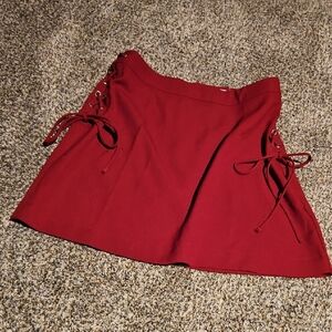 Abercrombie & Fitch Red Lace-Up Mini Skirt